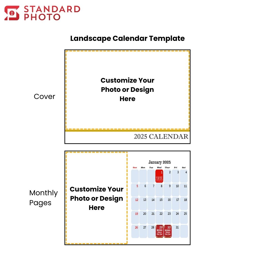 StandardPhoto Customizable Photo Calendar Landscape Template Customisable