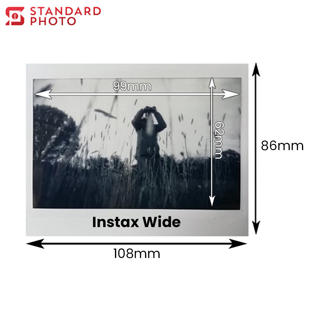 StandardPhoto Fujifilm Instax Wide Monochrome Black and White Size Polaroid Image Size