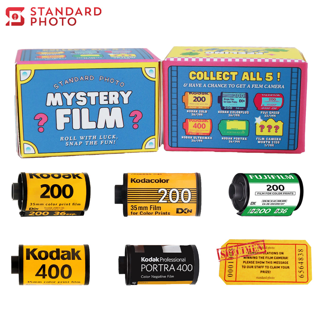 StandardPhoto Mystery Film Boxes with Tickets with Film Rolls Potential Prizes Kodak Fujifilm Speed 200 Gold Colorplus Ultramax Portra Film Camera