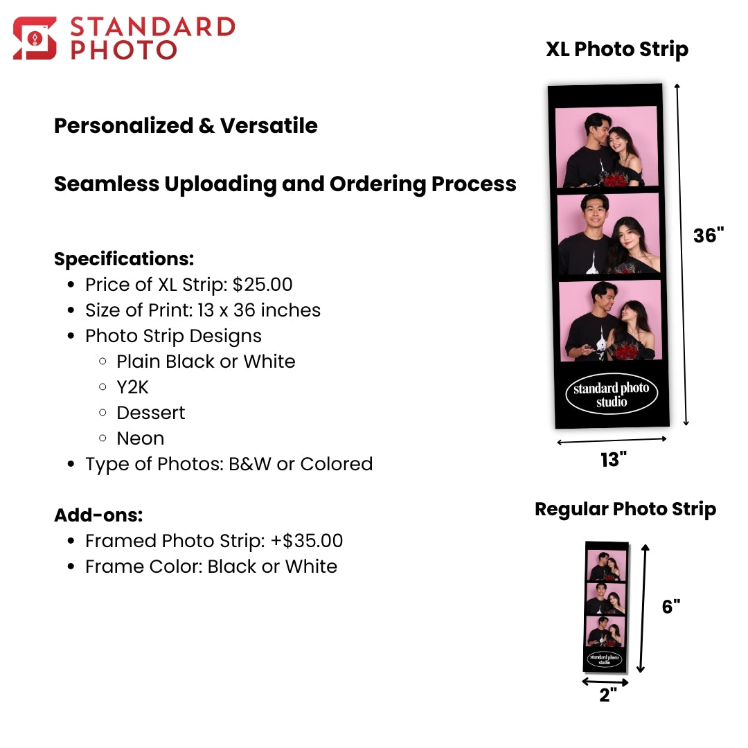 Standard Photo XL Photo Strip Printing Large Enlarged Big Prints Specifications Size Frame Types