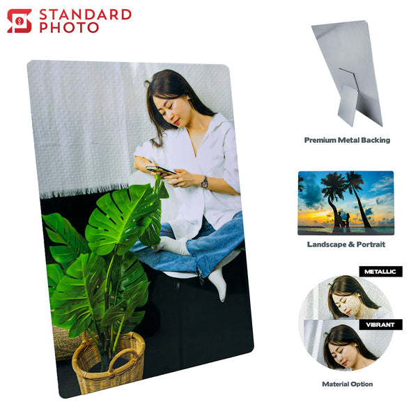 StandardPhoto Table Top Metal Prints Cover Picture Metal Picture Print Landscape Portrait Metal Stand Backing Vibrant Metallic Material