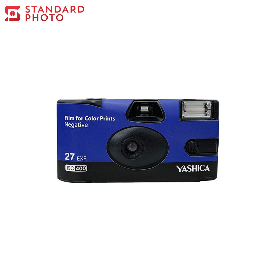 StandardPhoto Yashica Single Use Camera 35mm Film Camera ISO 400 Blue Black 27exp Negative Front View