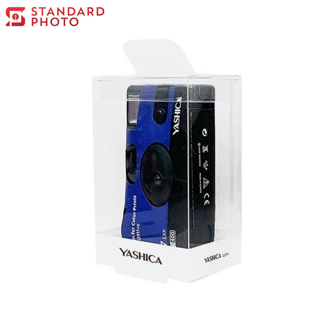 StandardPhoto Yashica Single Use Camera 35mm Film Camera ISO 400 Blue Black 27exp Negative with Box