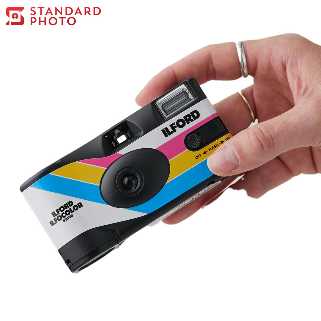 StandardPhoto ilford ilfocolor rapid retro disposable camera on hand